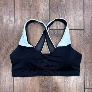 Victoria's Secret Black With White Straps Sport Bra Removable Padding - Medium